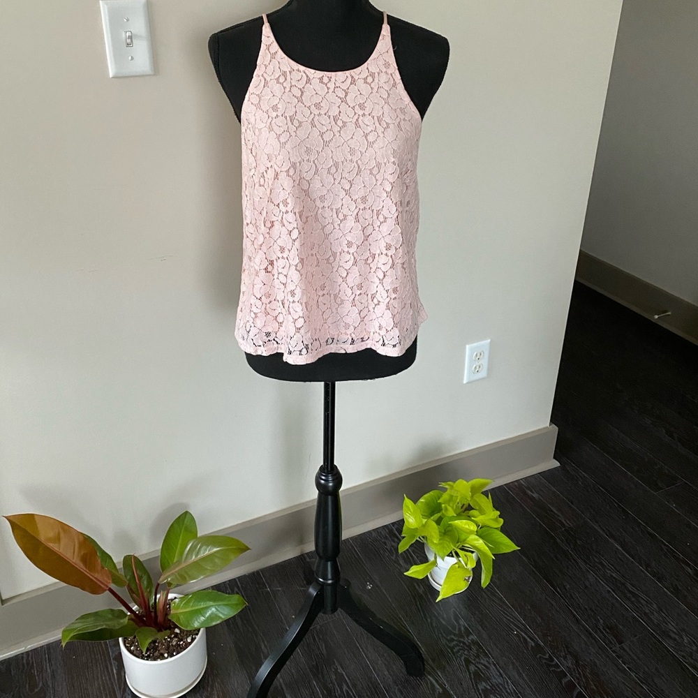 Monteau pink lace tank Medium